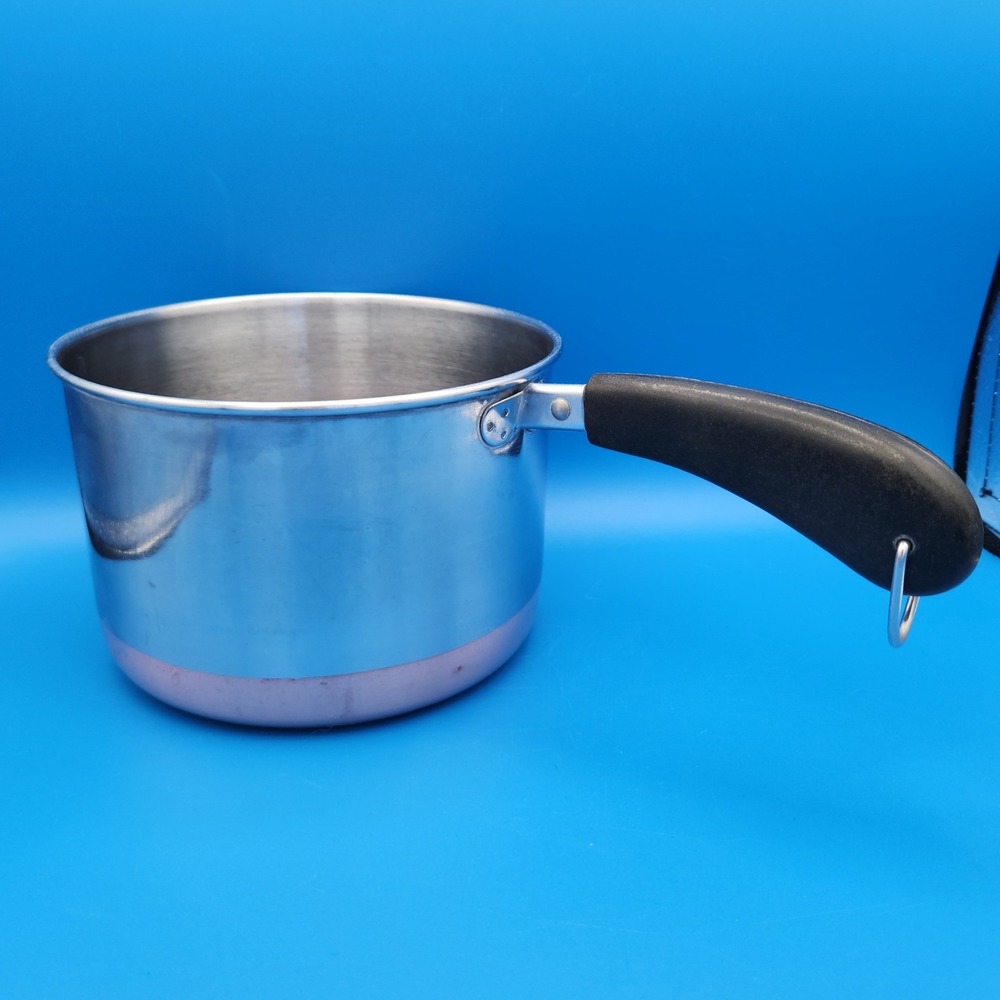 Vintage Revere Ware (?) Copper Bottom 1 Quart Stainless Saucepan
